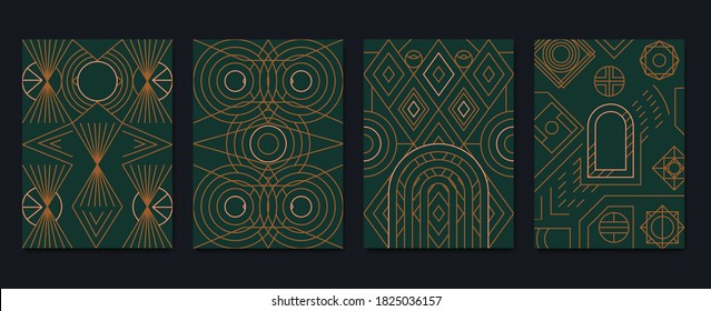 Gold and Luxury Invitation card design vector. Abstract geometry frame and Art deco pattern background. Use for wedding invitation, cover, VIP card, print, poster and wallpaper. Vector illustration.