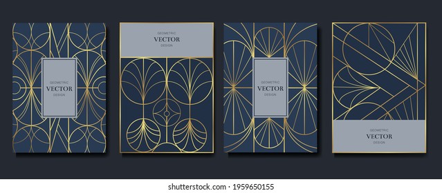 Gold and Luxury Invitation card design vector. Abstract geometry frame and Art deco pattern background. Use for wedding invitation, cover, VIP card, print, poster and wallpaper. Vector illustration.