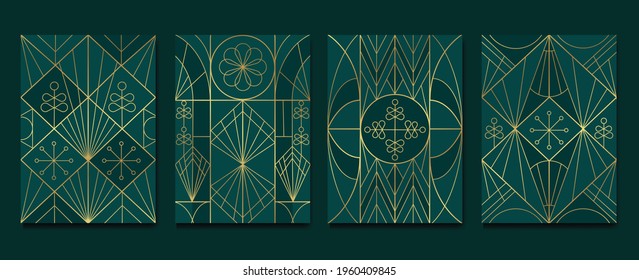 Gold and Luxury Invitation card design vector. Abstract geometry frame and Art deco pattern background. Use for wedding invitation, cover, VIP card, print, poster and wallpaper. Vector illustration.