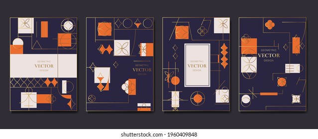 Gold and Luxury Invitation card design vector. Abstract geometry frame and Art deco pattern background. Use for wedding invitation, cover, VIP card, print, poster and wallpaper. Vector illustration.