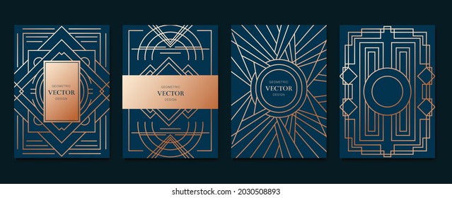 Gold and Luxury Invitation card design vector. Abstract geometry frame and Art deco pattern background. Use for wedding invitation, cover, VIP card, print, poster and wallpaper. Vector illustration.