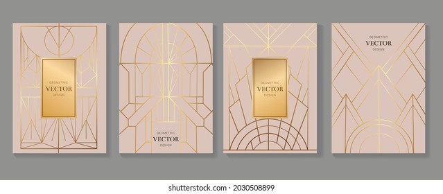 Gold and Luxury Invitation card design vector. Abstract geometry frame and Art deco pattern background. Use for wedding invitation, cover, VIP card, print, poster and wallpaper. Vector illustration.