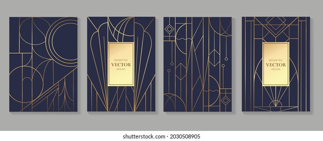 Gold and Luxury Invitation card design vector. Abstract geometry frame and Art deco pattern background. Use for wedding invitation, cover, VIP card, print, poster and wallpaper. Vector illustration.