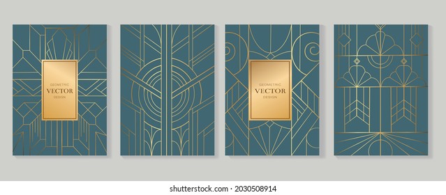 Gold and Luxury Invitation card design vector. Abstract geometry frame and Art deco pattern background. Use for wedding invitation, cover, VIP card, print, poster and wallpaper. Vector illustration.