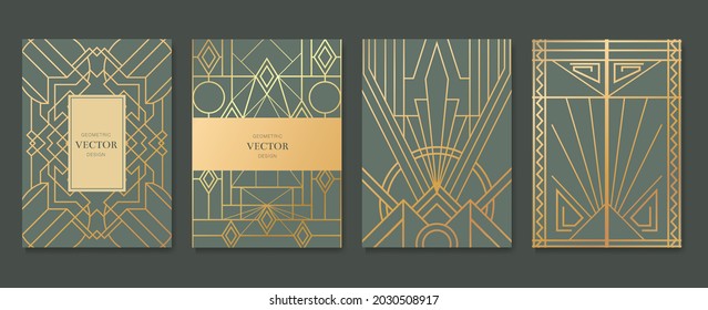 Gold and Luxury Invitation card design vector. Abstract geometry frame and Art deco pattern background. Use for wedding invitation, cover, VIP card, print, poster and wallpaper. Vector illustration.