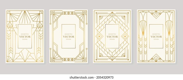 Gold and Luxury Invitation card design vector. Abstract geometry frame and Art deco pattern background. Use for wedding invitation, cover, VIP card, print, poster and wallpaper. Vector illustration.