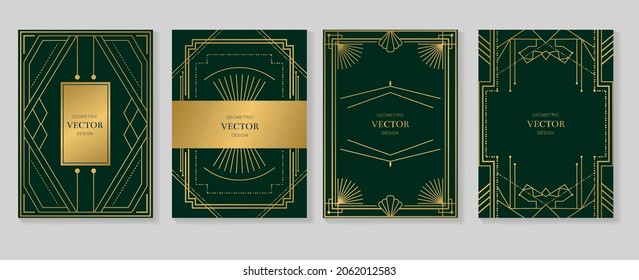 Gold and Luxury Invitation card design vector. Abstract geometry frame and Art deco pattern background. Use for wedding invitation, cover, VIP card, print, poster and wallpaper. Vector illustration.
