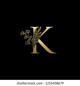 Gold Luxury K Letter Logo on Golden Color. Elegant  Initial K Gold logo Design Suitable for boutique,restaurant, wedding service, 
hotel or business identity.