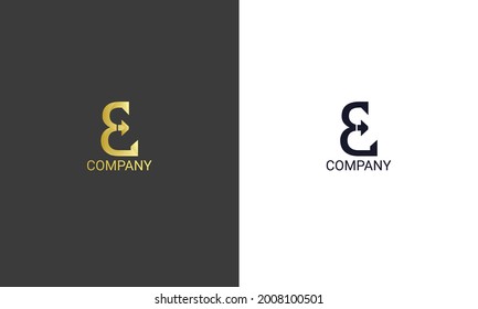gold luxury letter e logo for business and company