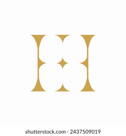 Gold luxury letter EE logo design vector template