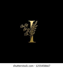 Gold Luxury I Letter Logo on Golden Color