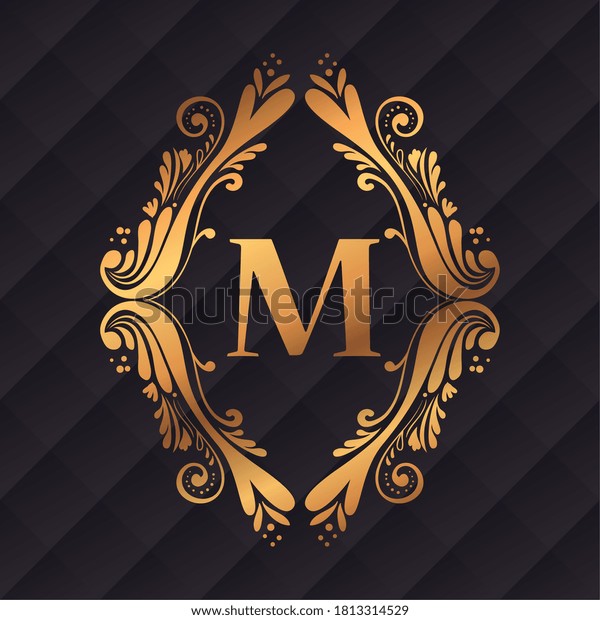 Gold Luxury Letter M Frame Vector Stock Vector (Royalty Free ...