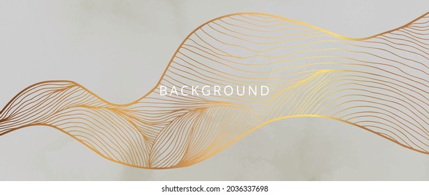 Gold luxury line art background vector. Tropical pattern design for packaging, wallpaper and print, Vector illustration.