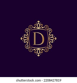 Gold Luxury Logo Crown Letter Leaf Stock Vector (Royalty Free ...