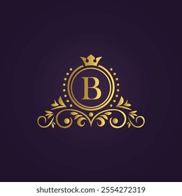 Gold Luxury Logo - Elegant Monogram 'A' with Crown Design