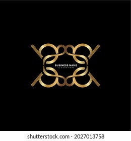 gold luxury logo frame for business. abstract gold vector. premium outline for business initial