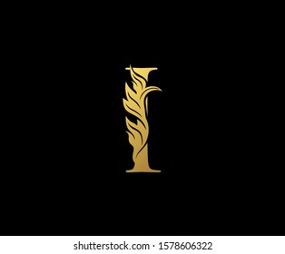 Gold I Luxury Logo Icon, Classy Letter Logo Design.
