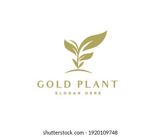 Gold luxury premium leaf seed plant 
 eco Green agriculture logo icon logo
