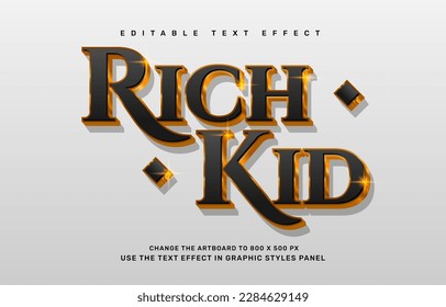 Gold luxury Rich kid editable text effect template