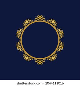 Gold Luxury Round Ornament, Floral Design Logo, Golden Decorative Template, Heraldic Emblem, Business Graphics, Fashion Sign