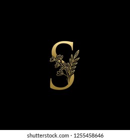 Gold Luxury S Letter Logo on Golden Color. Elegant Initial S Gold logo Design Suitable for boutique,restaurant, wedding service, 
hotel or business identity.