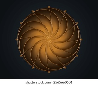 Gold Luxury Sacred Mandala template. Flower round design element isolated on black background. Circle pattern in golden color. Vector illustration for logo, monogram, web design, decoration, business