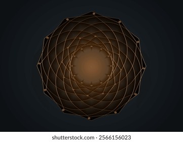 Gold Luxury Sacred Mandala template. Flower round design element isolated on black background. Circle pattern in golden color. Vector illustration for logo, monogram, web design, decoration, business