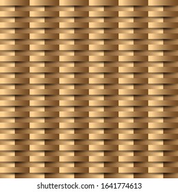 Gold luxury seamless pattern with geometric weave. Golden texture wicker. Repeating vector background, trendy gold wallpaper