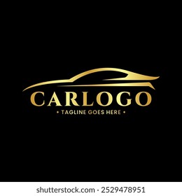 Logotipo de carro esportivo de luxo dourado para sua marca