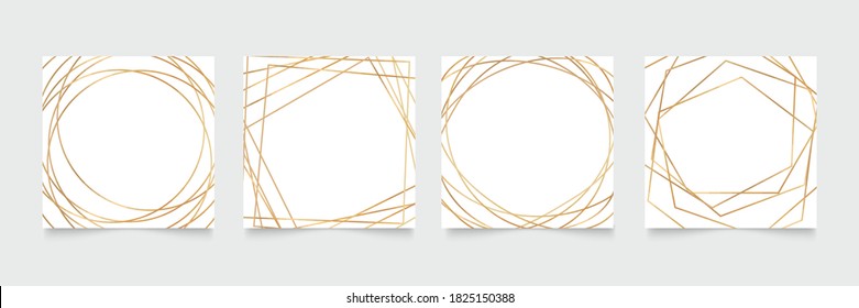 Gold and Luxury  square cover design vector. Abstract geometry frame and Art deco pattern background. Use for social post, invitation, cover, VIP card, print, poster and wallpaper.