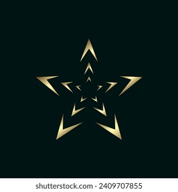 Gold, Luxury stars on dark background with lighting effect and sparkle stars. Luxury design award ceremony concept. Vector illustration