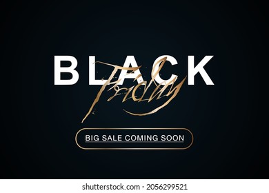 Gold luxury text label vector illustration design template with gradient black tone background for the upcoming Black Friday big sale coming soon.