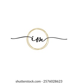 Gold I M Initial Script Letter Beauty Logo Template