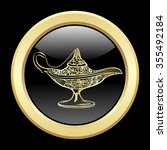 Gold magic lamp. Vector illustration genie lamp