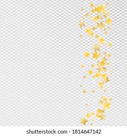 Gold Magic Stars Vector Transparent Background. Digital Rain Texture. Sparkle Illustration. Golden Twinkle Universe Border.