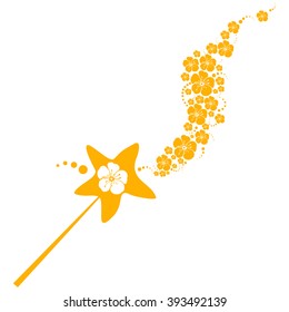 Gold Magic wand isolated on White background. Vector illustration