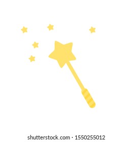 gold magic wand with star trace isolated on white background for magical decoration design. vector illustration 