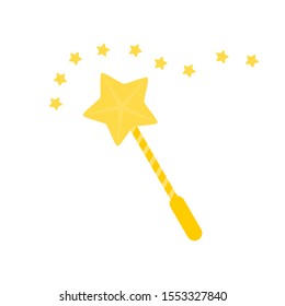 gold magic wand with star trace isolated on white background for funny magical decoration design. vector illustration