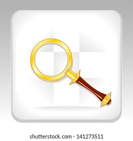 Gold magnifier icon or button