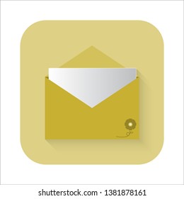  Gold mail icon set in flat design style. vector illustrator
