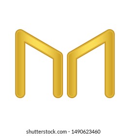 Gold Maker coin icon. golden Cryptocurrency coin money. blockchain  symbol. Internet money