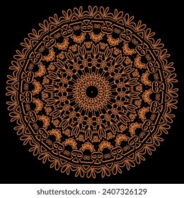 Gold Mandala Art on a Black Luxury Background