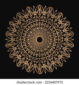 Gold mandala design for Henna, Mehndi, tattoo, decoration. Decorative ornament in ethnic oriental style. Coloring book page.