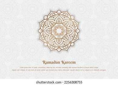 Gold mandala design in white background for ramadan kareem or eid template design