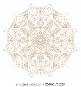 Gold mandala design for yoga, coloring book, textile, stickers isolated on white background.