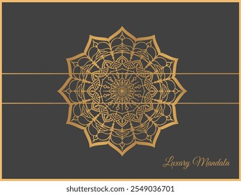 Gold mandala with floral ornament pattern, Vector mandala relaxation patterns unique design with nature style, Hand drawn pattern, Mandala template for page decoration cards, book, logos