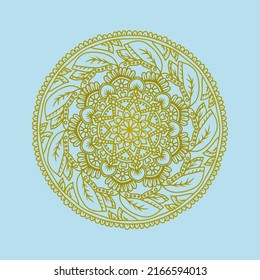 Gold mandala floral vector icon.Circular pattern with mandala for mehndi, tattoo,hanna, decoration. Decorative ornament in ethnic oriental style. Coloring book page.