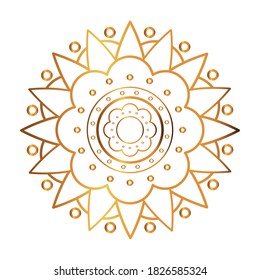 Gold mandala with flower shaped design of Bohemic ornament indian and decoration theme Vector illustration