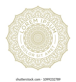 Gold Mandala Logo Template. Circular figure representing the universe in Hindu and Buddhist symbolism