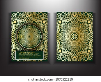Gold Mandala Luxury cover Design Template.Asian traditional art style.for Cover business brochure,layout or flyer template, poster, magazine, annual report,presentation,Front page book cover